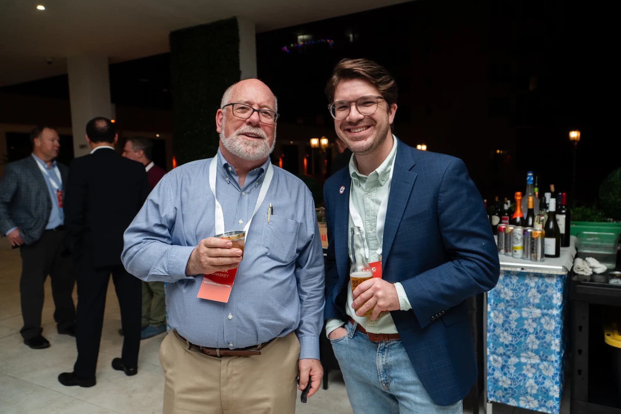 Guests with drinks at a corporate event