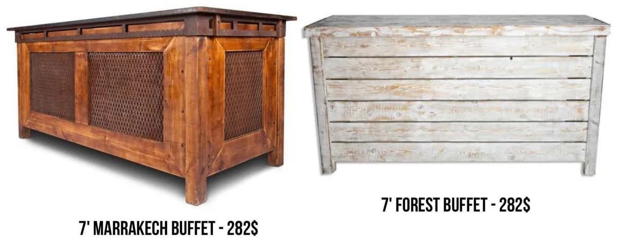 7' Marrakech Buffet & 7' Forest Buffet rental