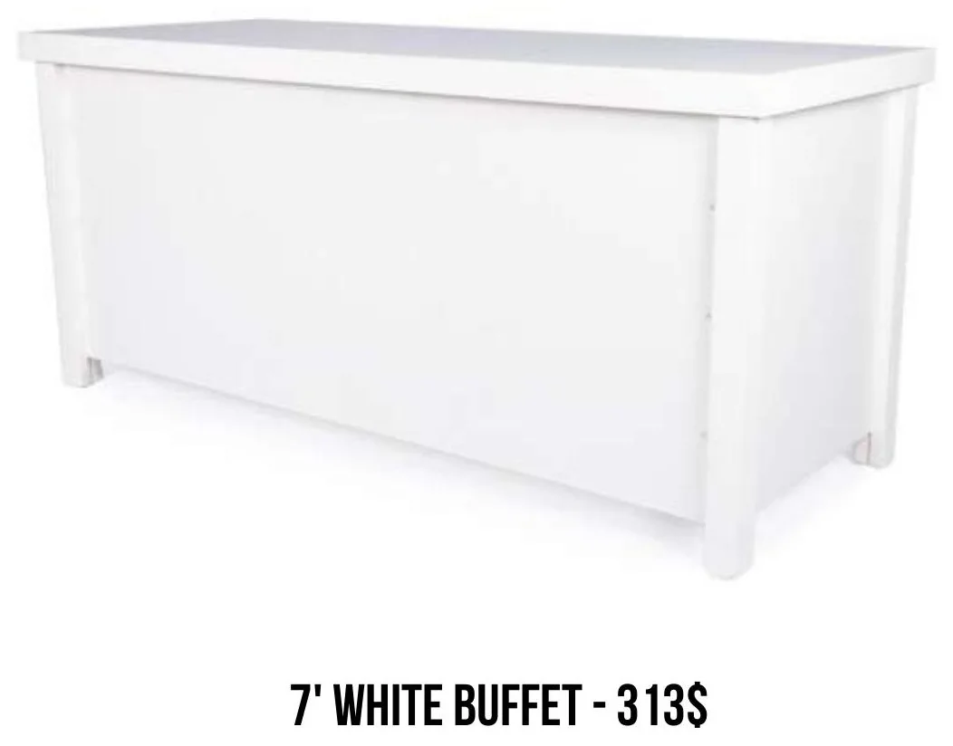 7' White Buffet rental
