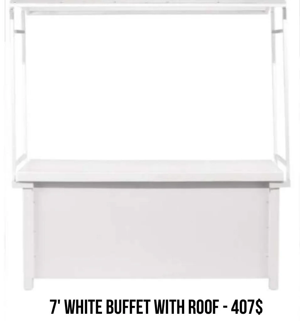7' White Buffet with Roof rental