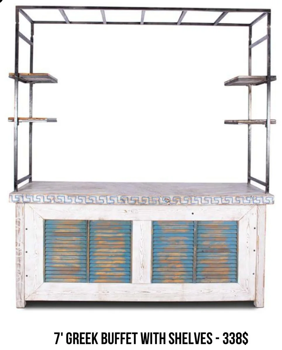 7' Greek Buffet with Shelves rental