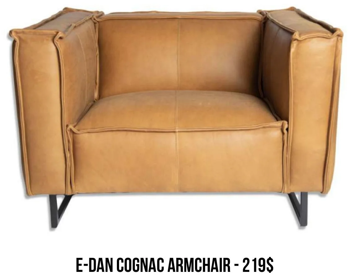 E-Dan Cognac Armchair rental