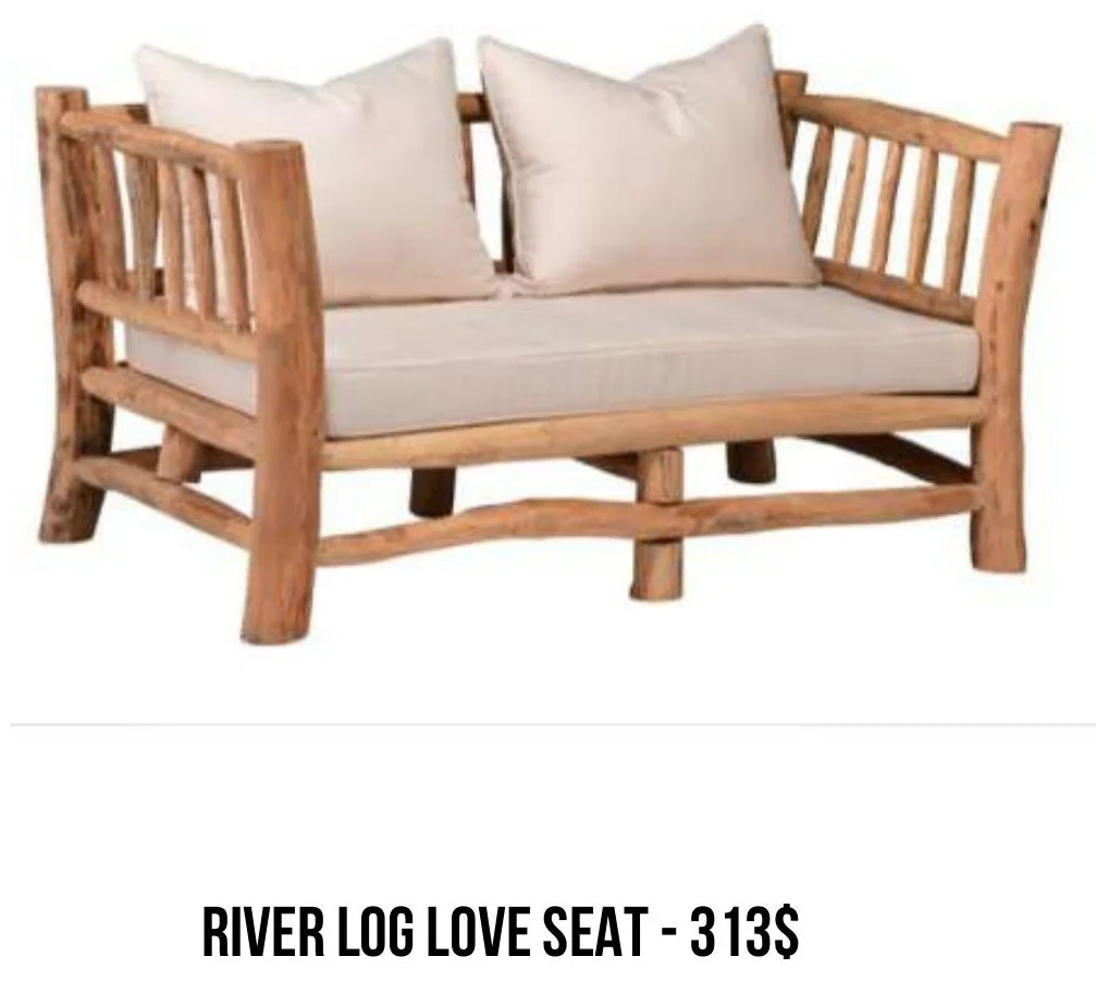 River Log Love Seat rental