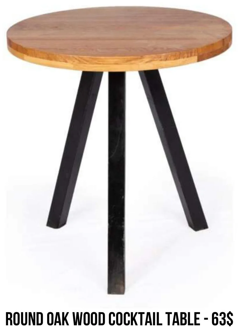 Round Oak Wood Cocktail Table rental