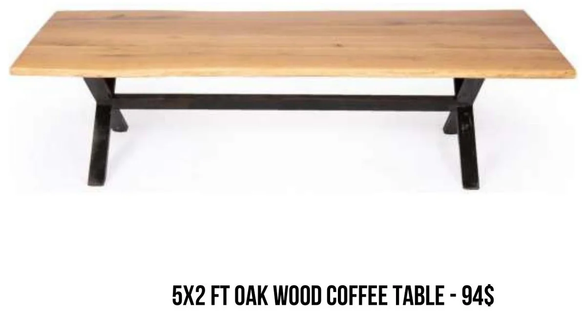 5x2 ft Oak Wood Coffee Table rental