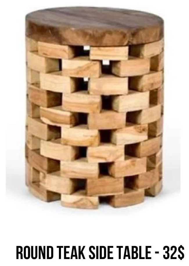Round Teak Side Table rental