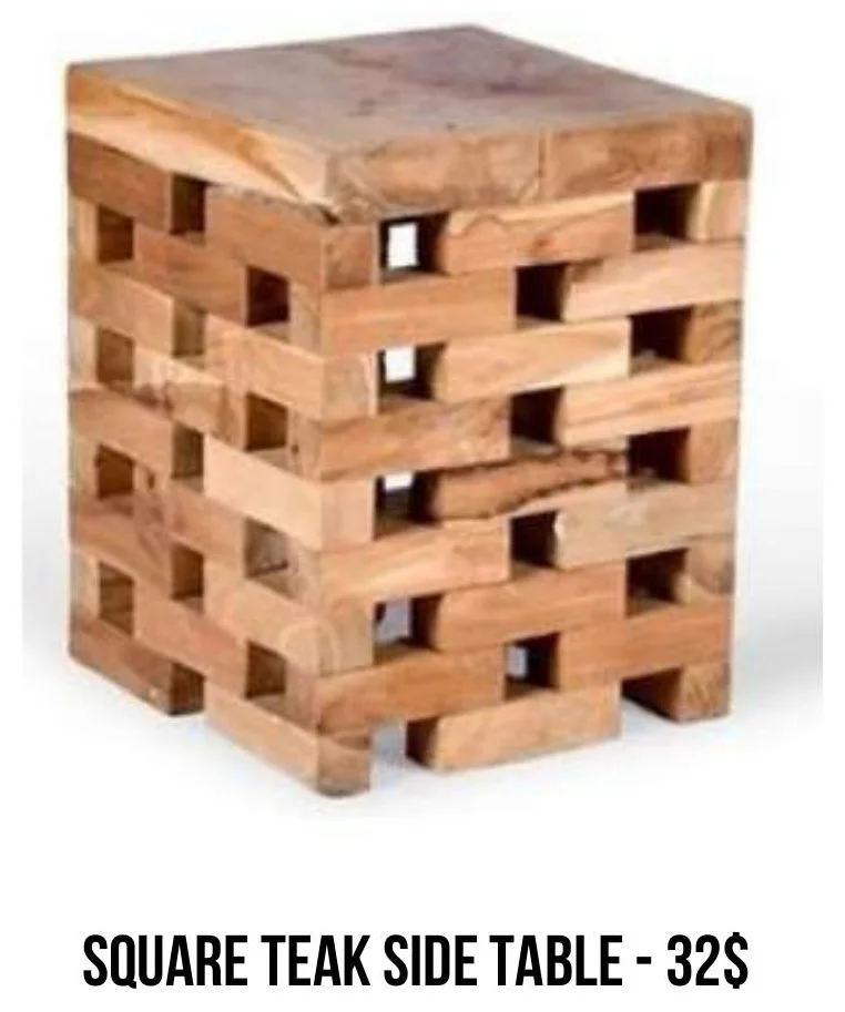 Square Teak Side Table rental