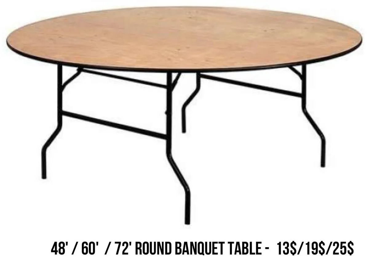 48" / 60" / 72" Round Banquet Table rental