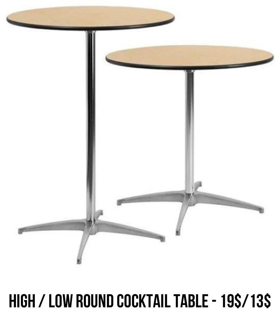 High / Low Round Cocktail Table rental