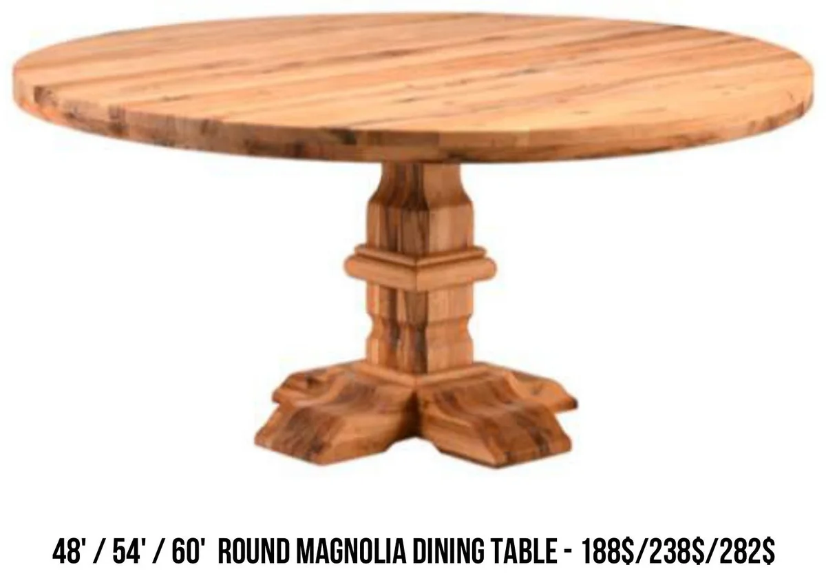 48" / 54" / 60" Round Magnolia Dining Table rental